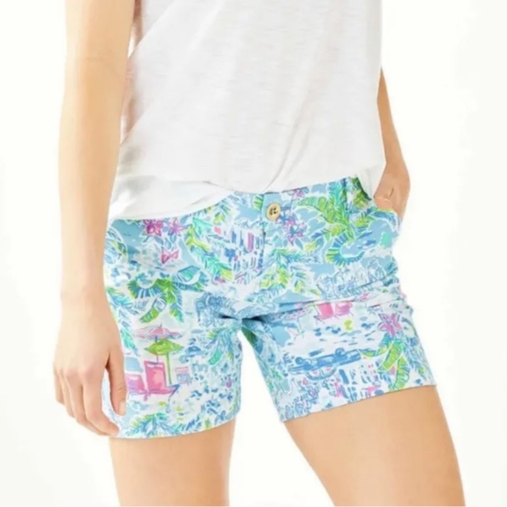 Lilly Pulitzer Jayne Knit Shorts Size 10 "What a Lovely Place” print